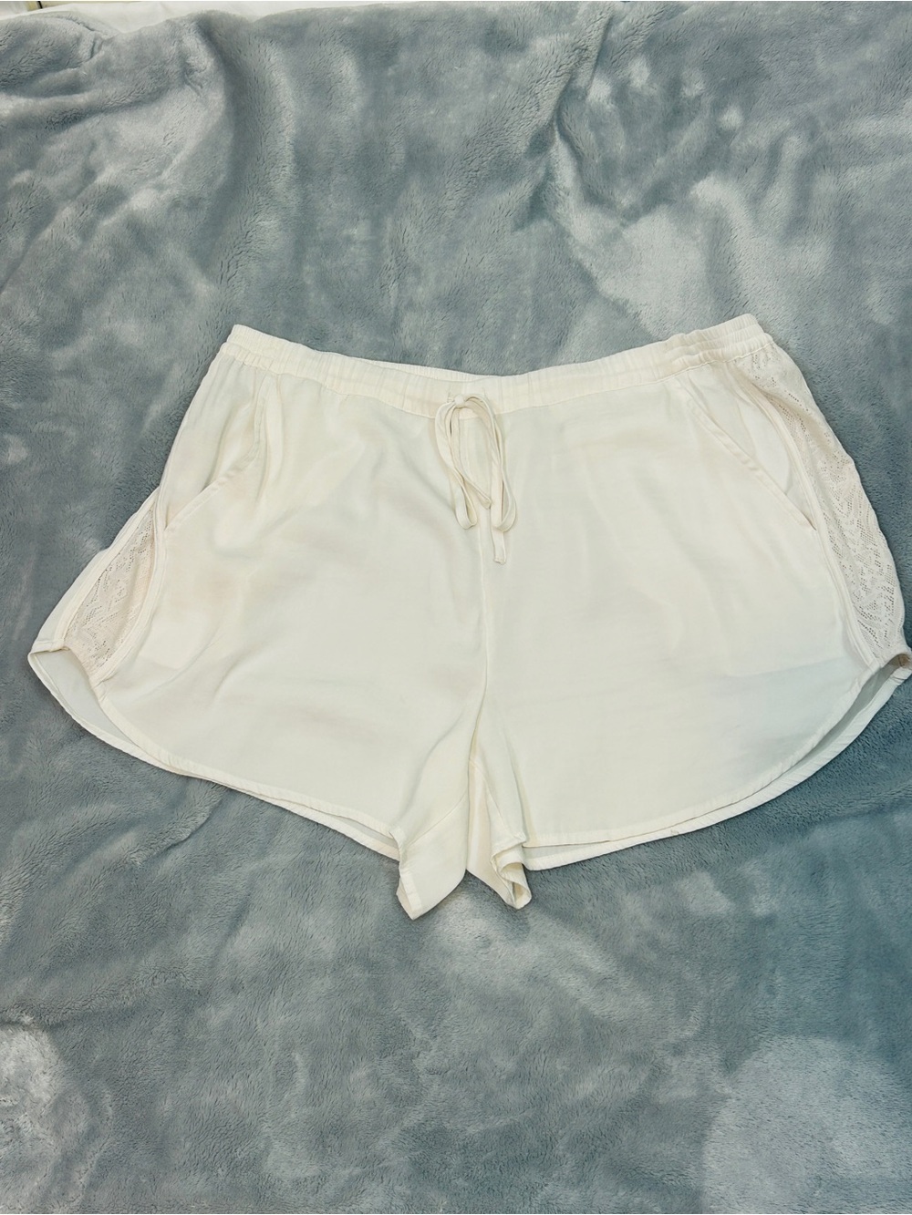 Soma Ivory Lace-Trim Lounge Shorts with Drawstring